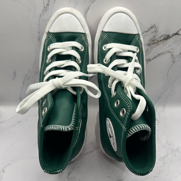 Converse Chuck Taylor All Star Platform Leather Green High Top Women’s 7 Sneaker - Picture 3 of 16